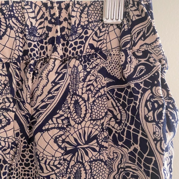 Paisley print pink and navy high waisted pant - Picture 3 of 5